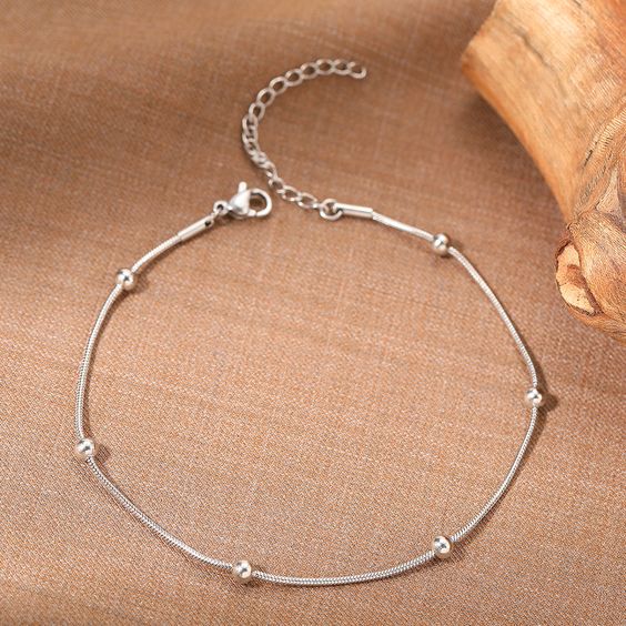 D2 Ball Silver Anklet for Women,Anklet,925 silver,rivansh.co