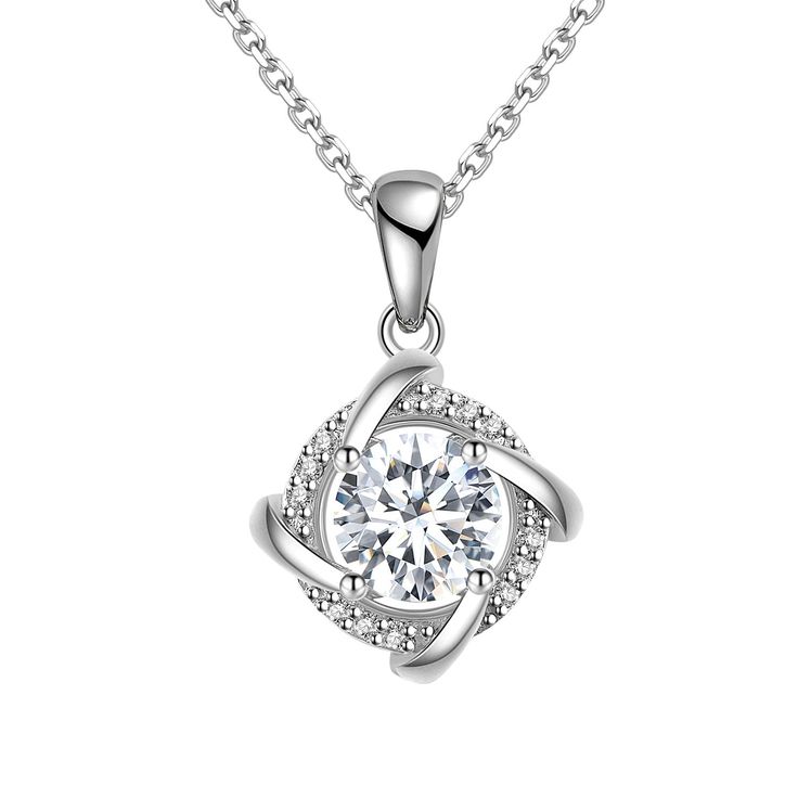 1ct Moissanite Sterling Silver Pendant for Girls/Women With Chain