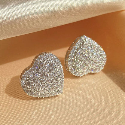 Heartfelt Sparkle Sterling Silver Heart Earrings