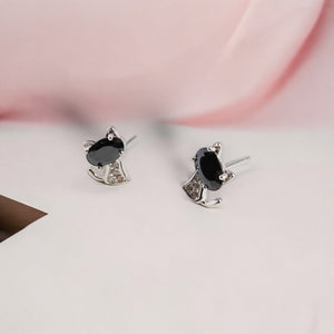 Black Cat Silver Earrings for Girls/Women,Pendant,925 silver,rivansh.co