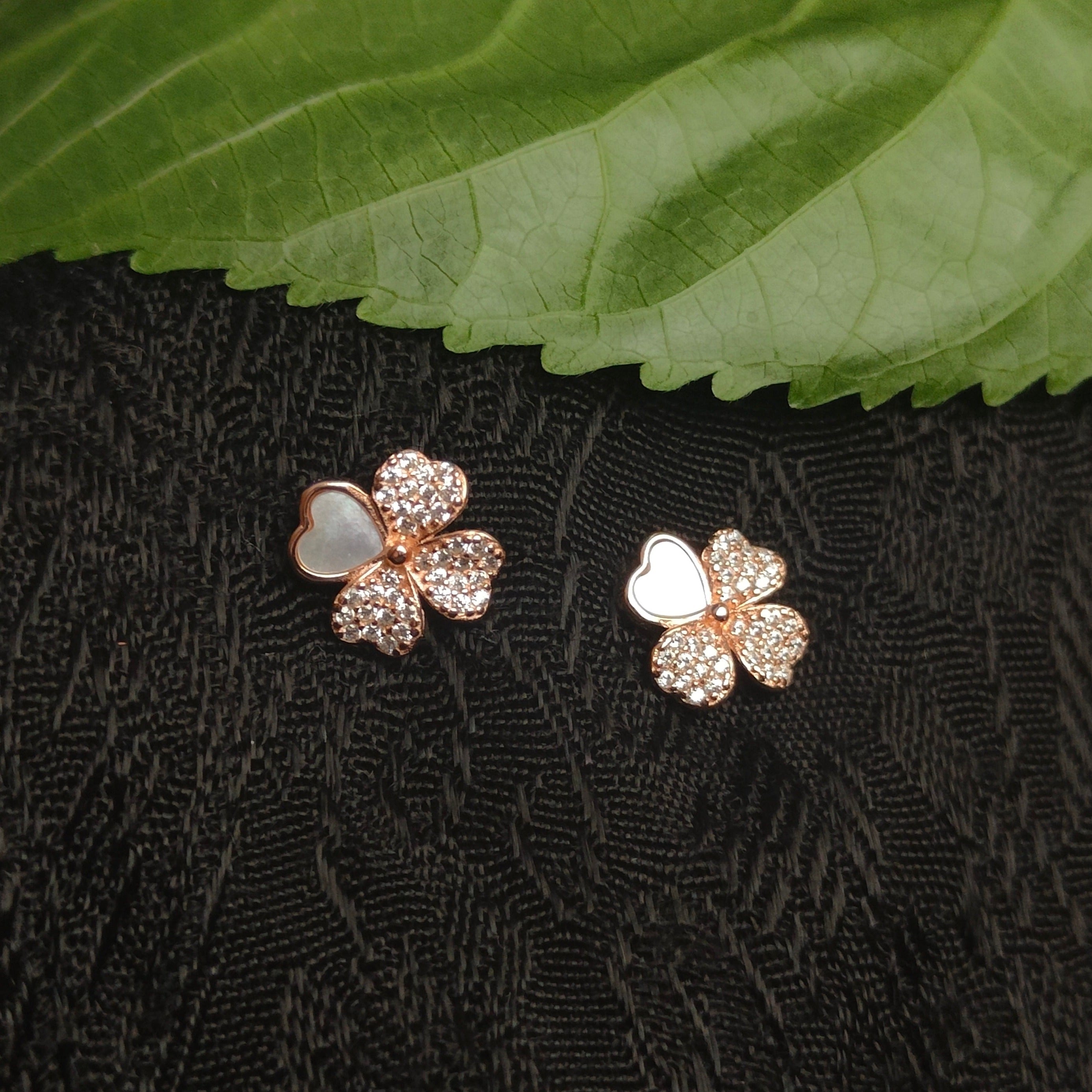 Flower with Zircon's Sterling Silver Earrings for Girls/Women