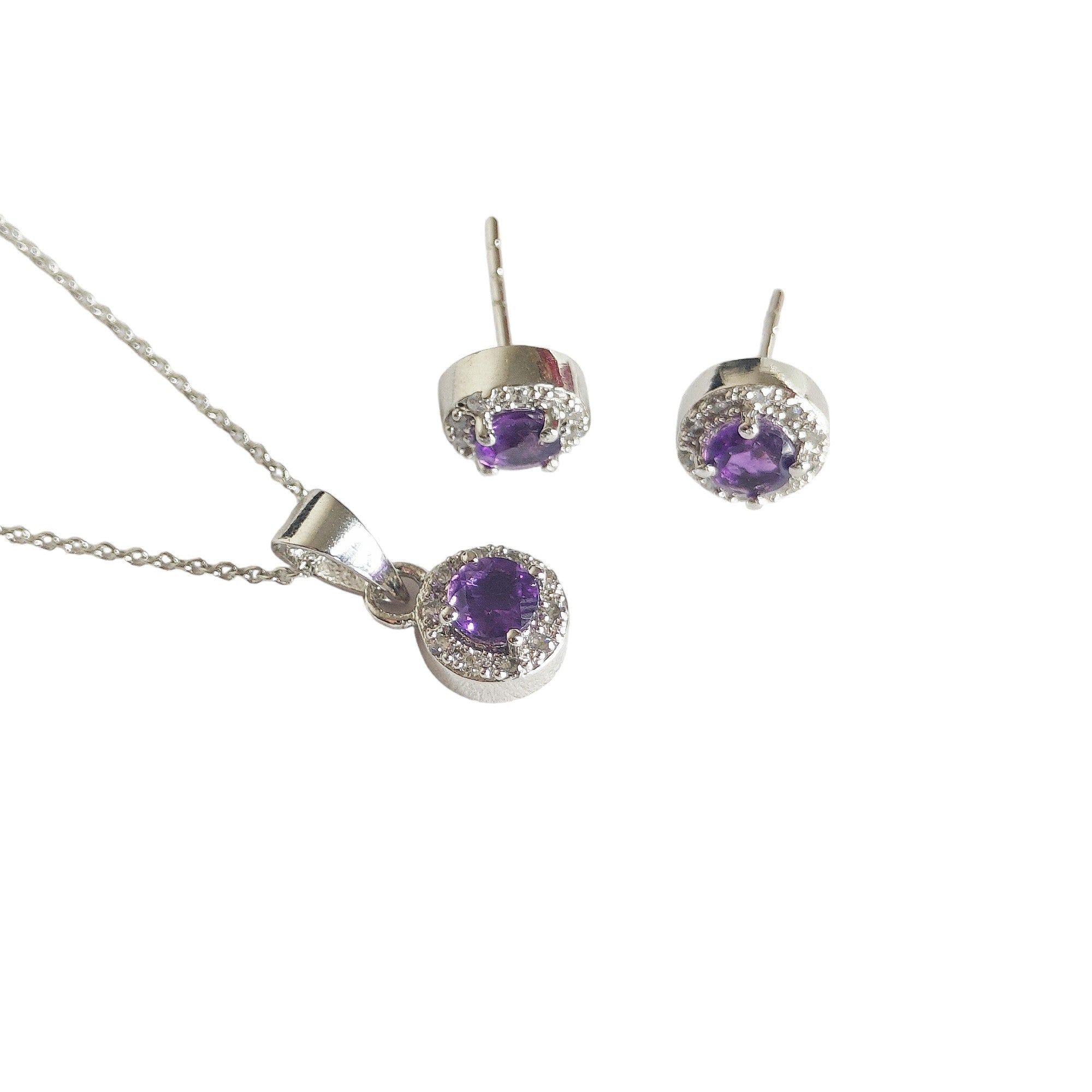 Purple Gemstone Sterling Silver Pendant Set with Chain for Women - Rivansh