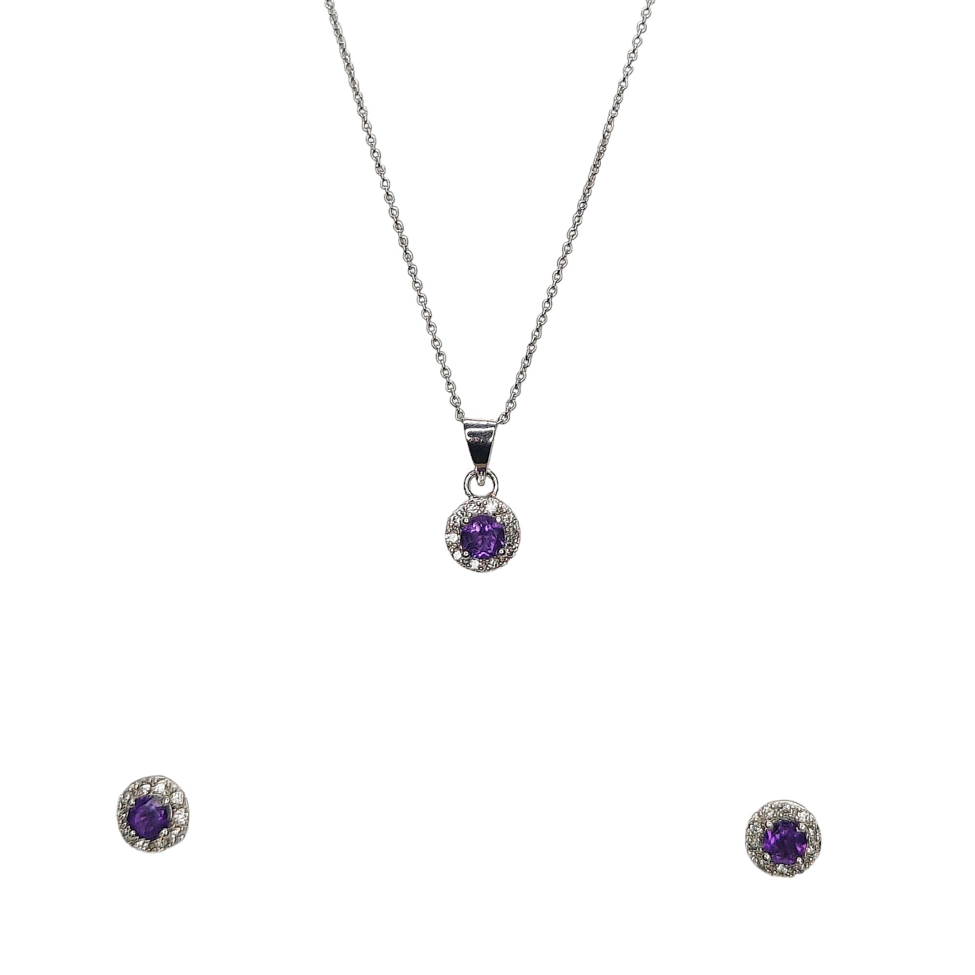 Purple Gemstone Sterling Silver Pendant Set with Chain for Women - Rivansh