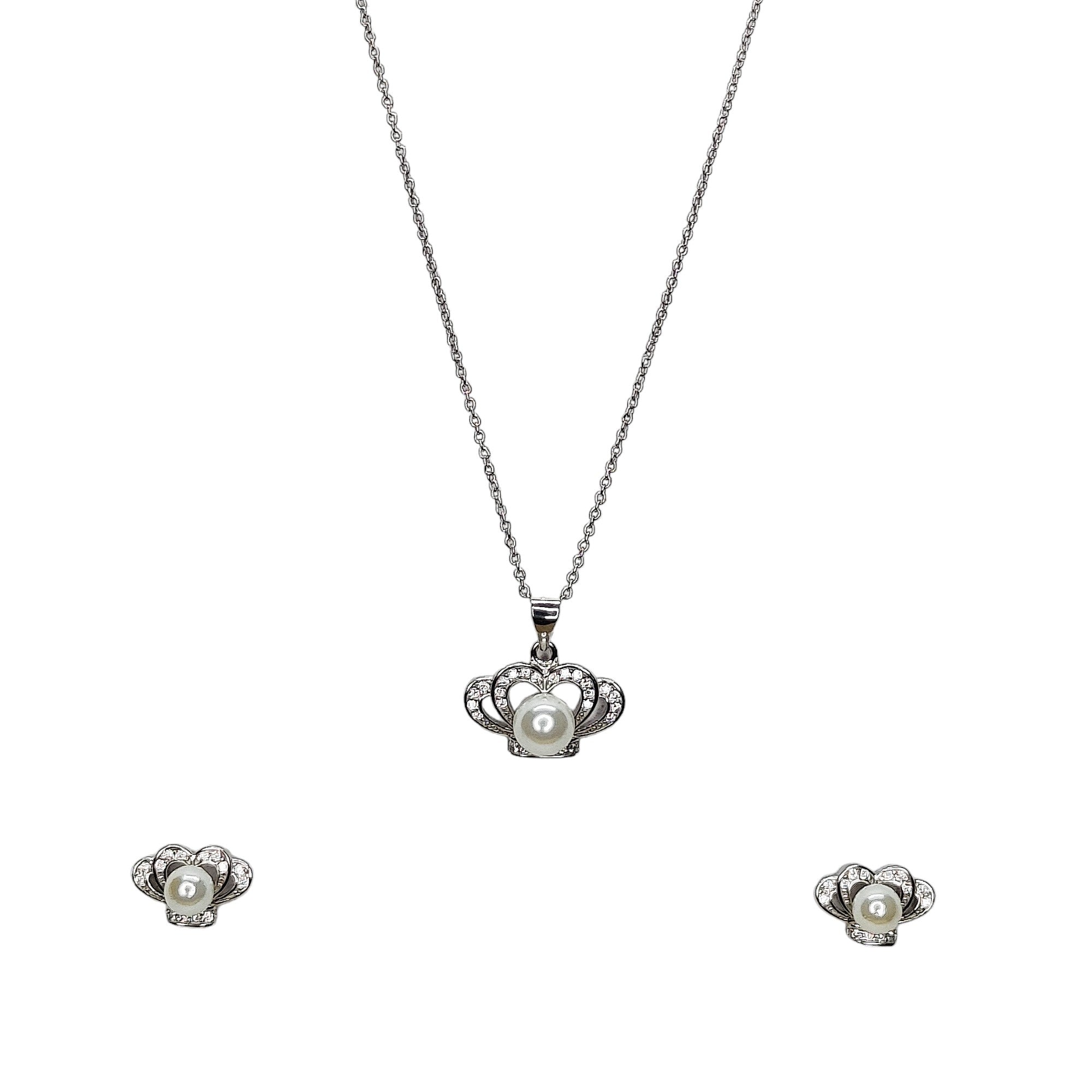 Pearl In The Crown Pendent Sterling Silver Set With Chain for Women - Rivansh