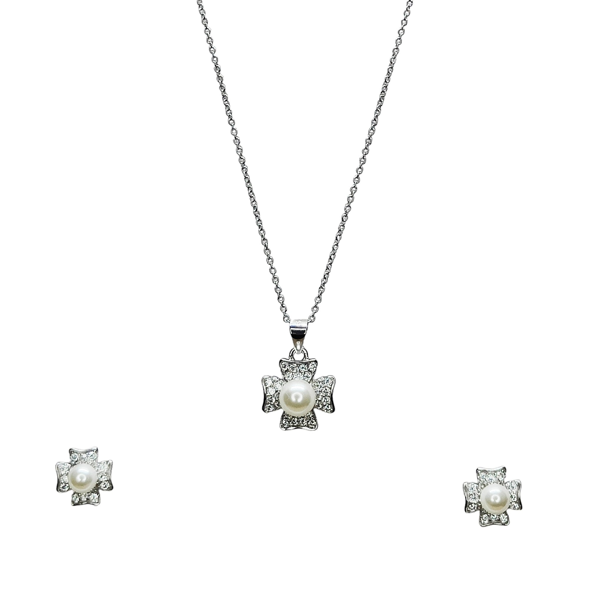Pearl In Flower Petals Sterling Silver Pendant Set with Chain for Women - Rivansh