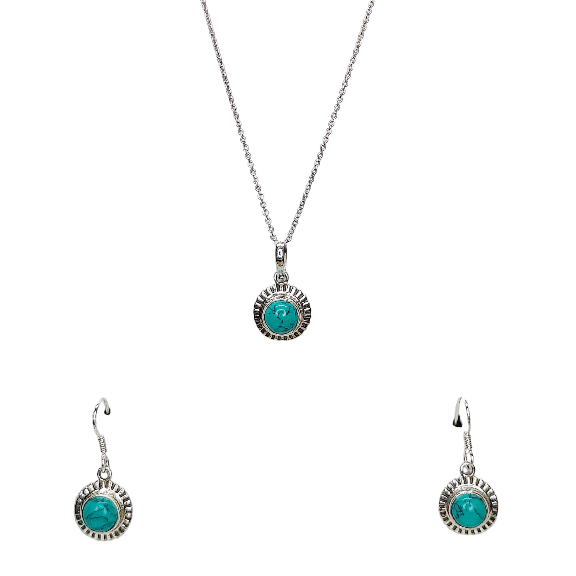 Blue Stone Sunflower Pendent Sterling Silver Pendant Set with Chain for Women - Rivansh