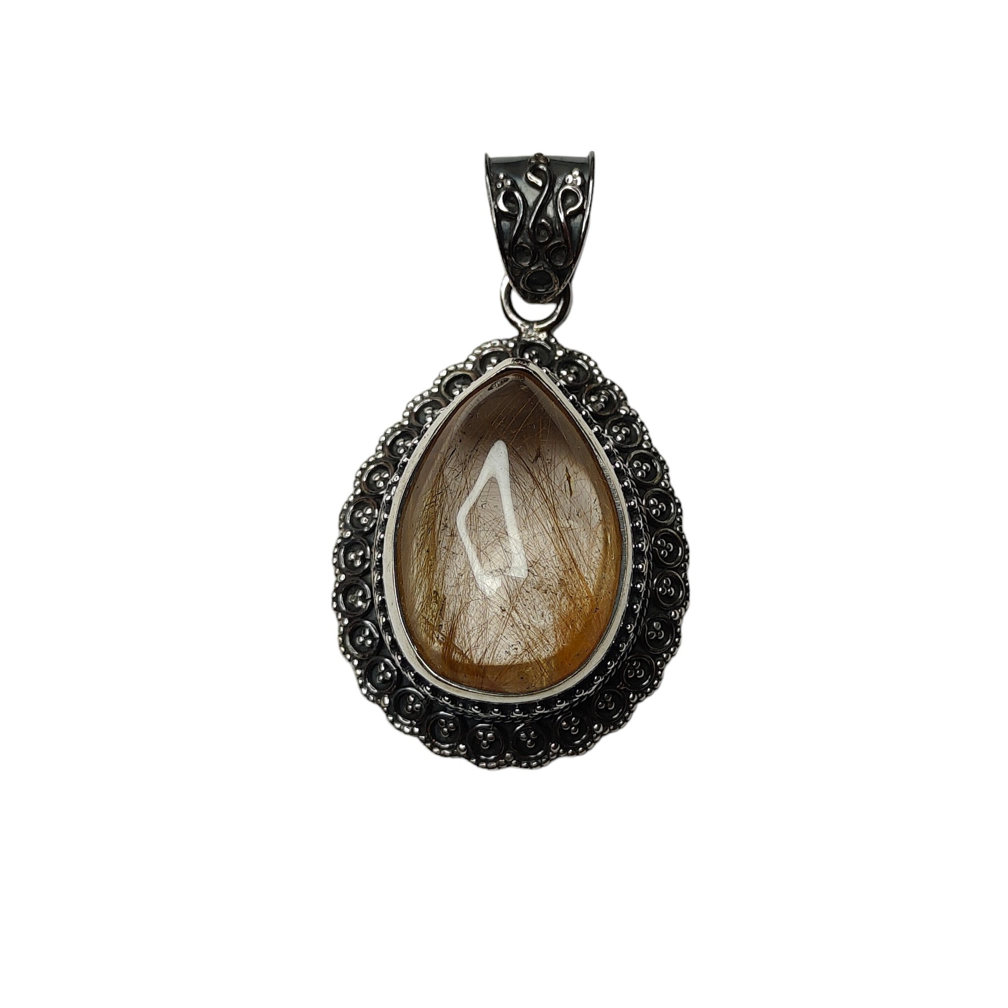 Maharani Sterling Silver Pendant Women (Brown) | Rivansh Jewels | 925 Sterling Silver Jewelry Store | Rivansh.co | Luxury Sterling Silver Jewellery Online