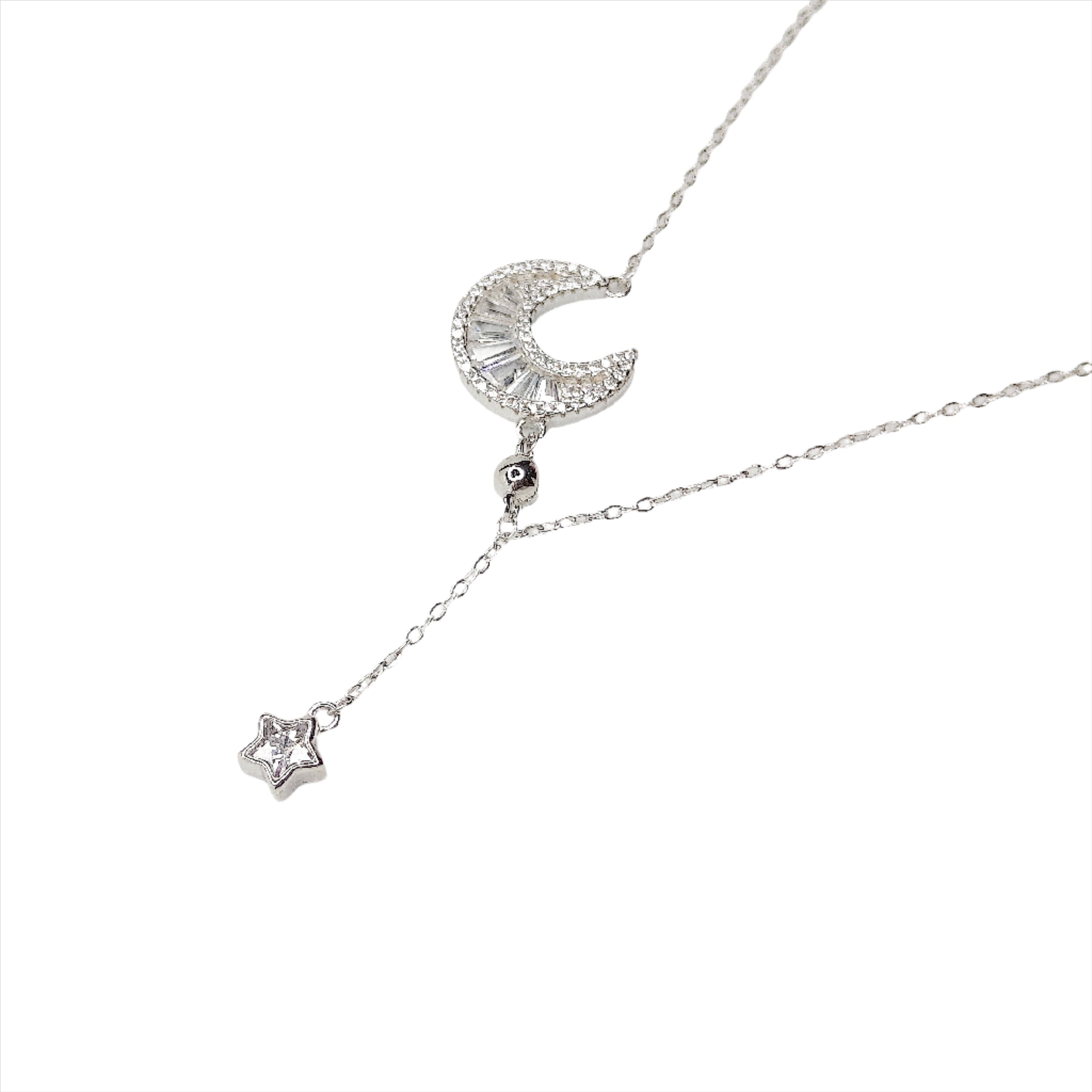 Moon and Star Neckpiece Sterling Silver for Women