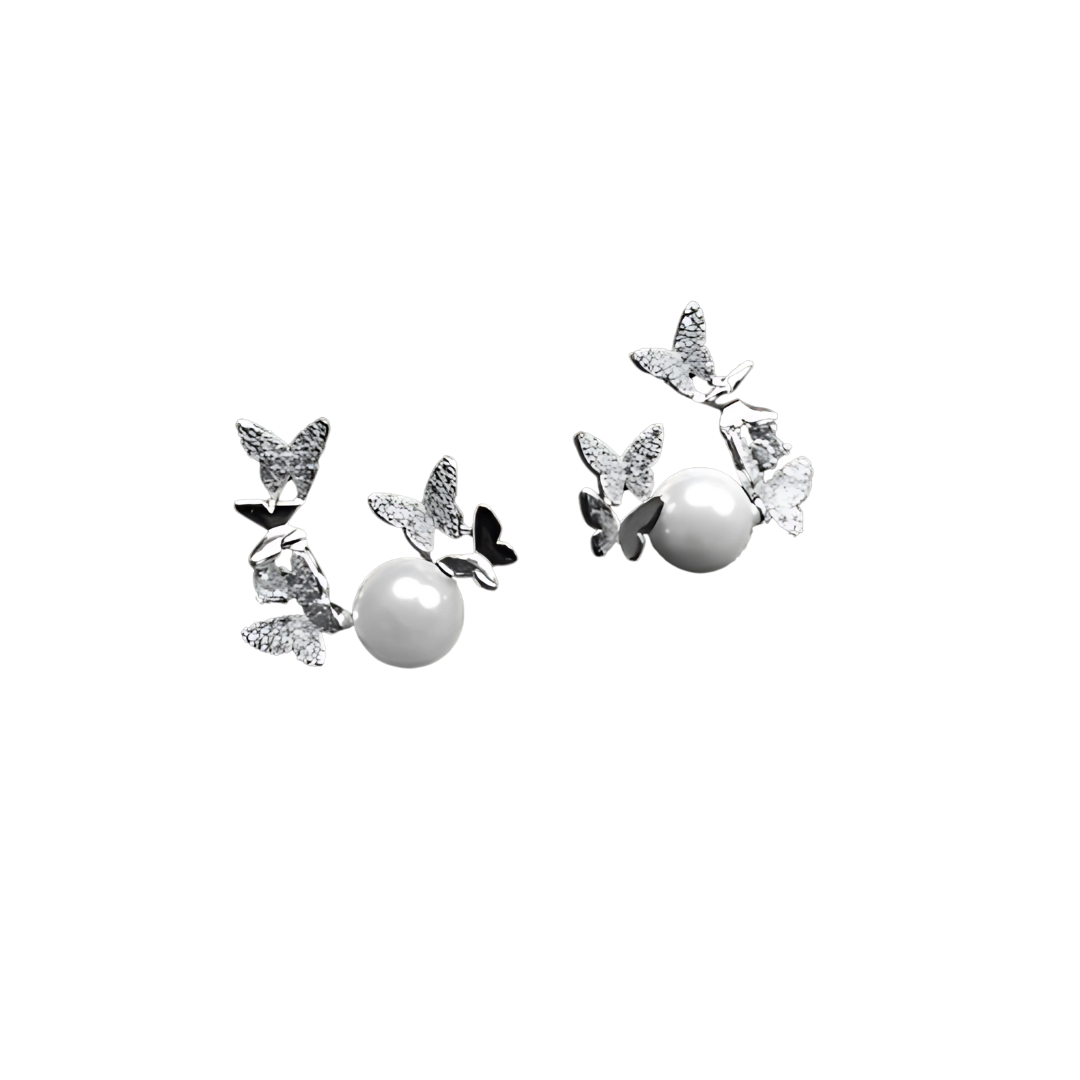 Butterfly and Pearl Ear Cuffs