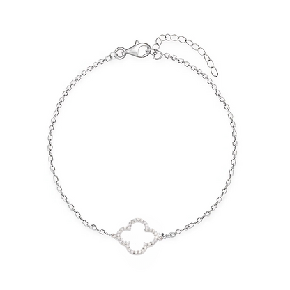 Clover Bracelet with Cubic Zirconia Stones (925 Silver)