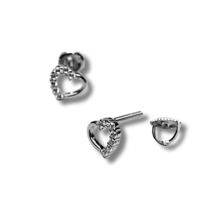 Heart Sparkle Sterling Silver Heart Earrings