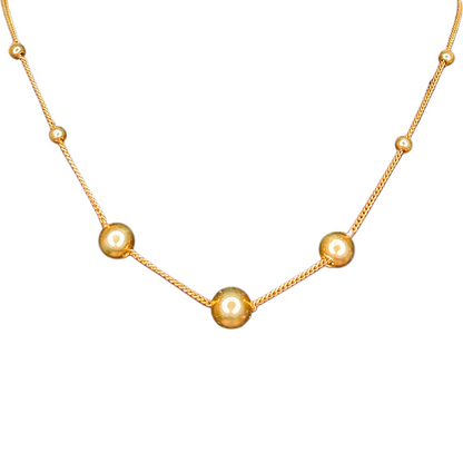 Rivansh 18-Inch Golden Ball Design Sterling Silver Necklace