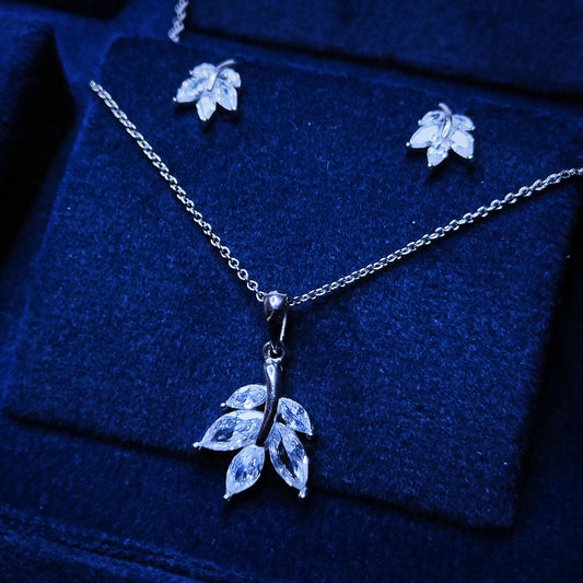 Autumn leaf Sterling Silver Pendant Set