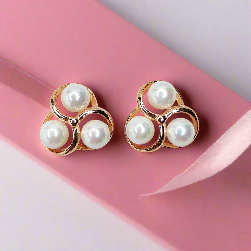 Spinning Pearl Sterling Silver Earrings for Women (Gold Plated)