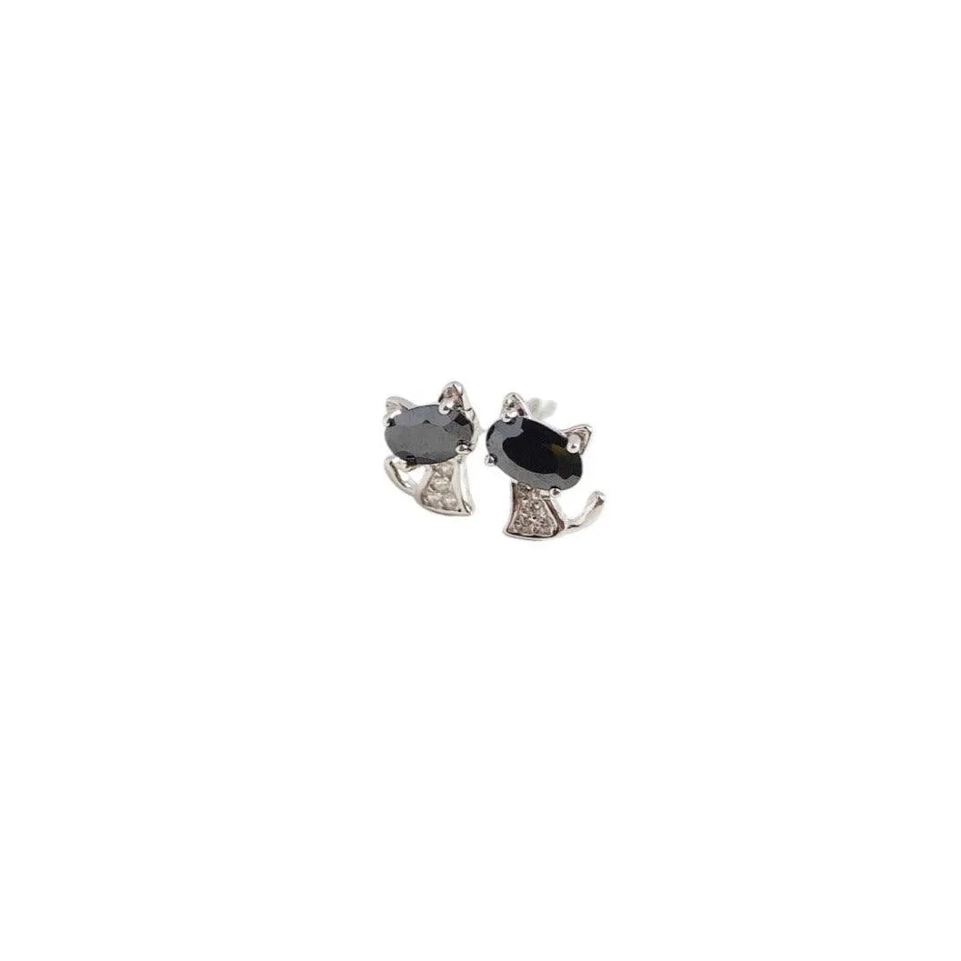 Black Cat Silver Earrings for Girls/Women,Pendant,925 silver,rivansh.co