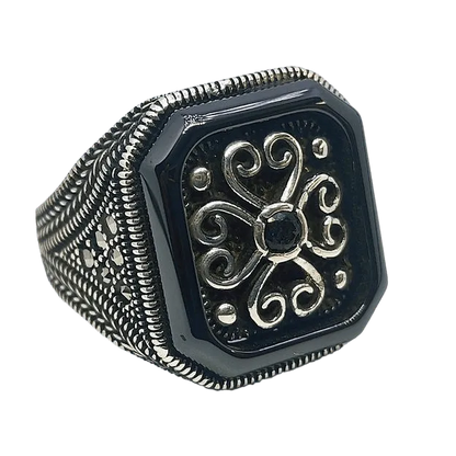 Black Stone Ring for Men (92.5 Silver),Ring,925 silver,rivansh.co