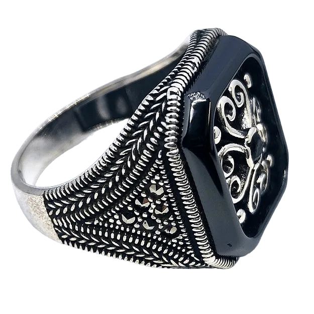 Black Stone Ring for Men (92.5 Silver),Ring,925 silver,rivansh.co