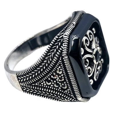 Black Stone Ring for Men (92.5 Silver),Ring,925 silver,rivansh.co