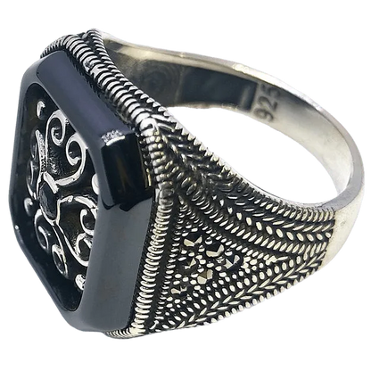 Black Stone Ring for Men (92.5 Silver),Ring,925 silver,rivansh.co