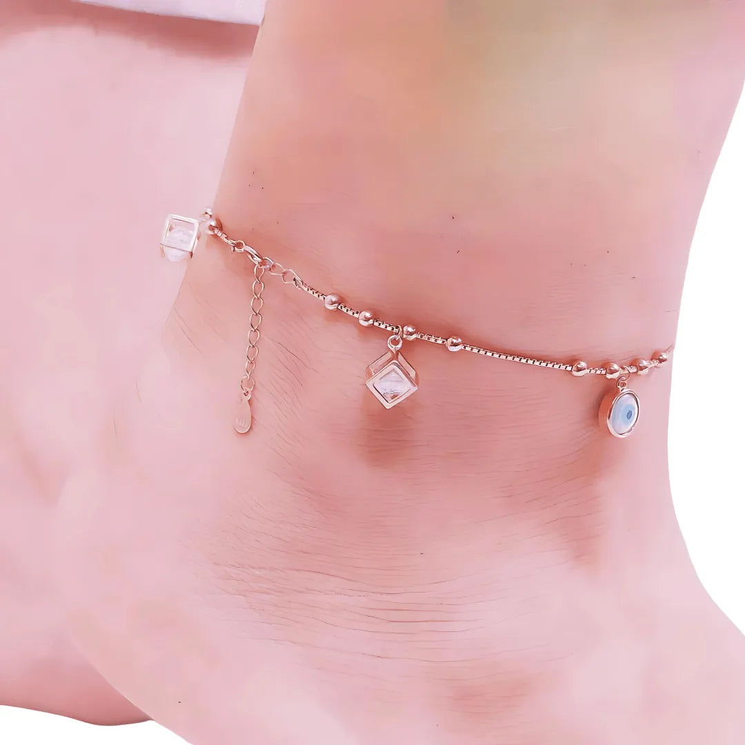 Cubic evil eye anklet 925 Silver