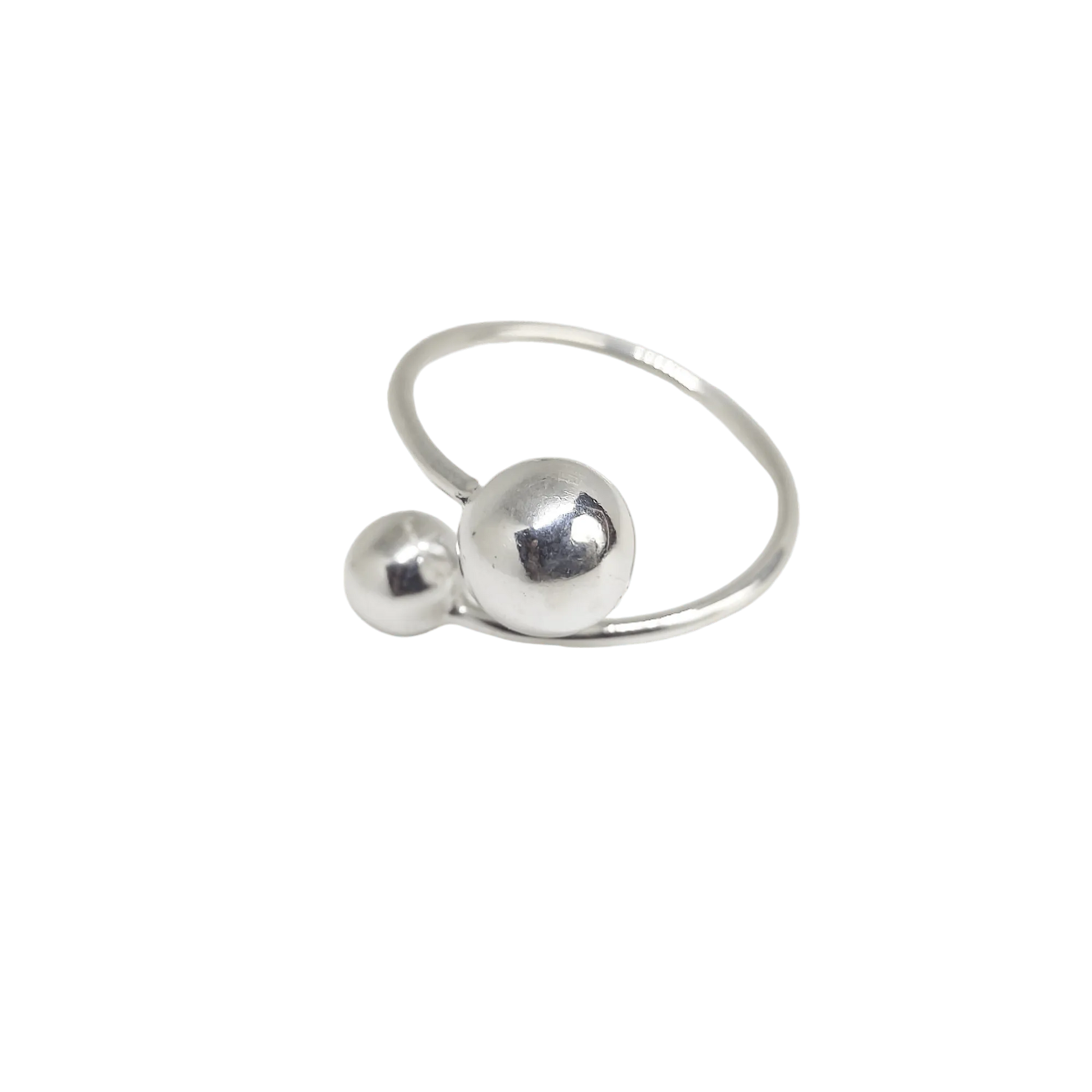 Double Spherical Silver Ring for Women - Rivansh