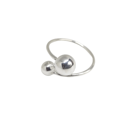 Double Spherical Silver Ring for Women - Rivansh