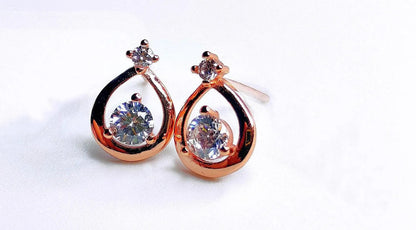 Droplet with Zircon Silver Earrings - Rivansh