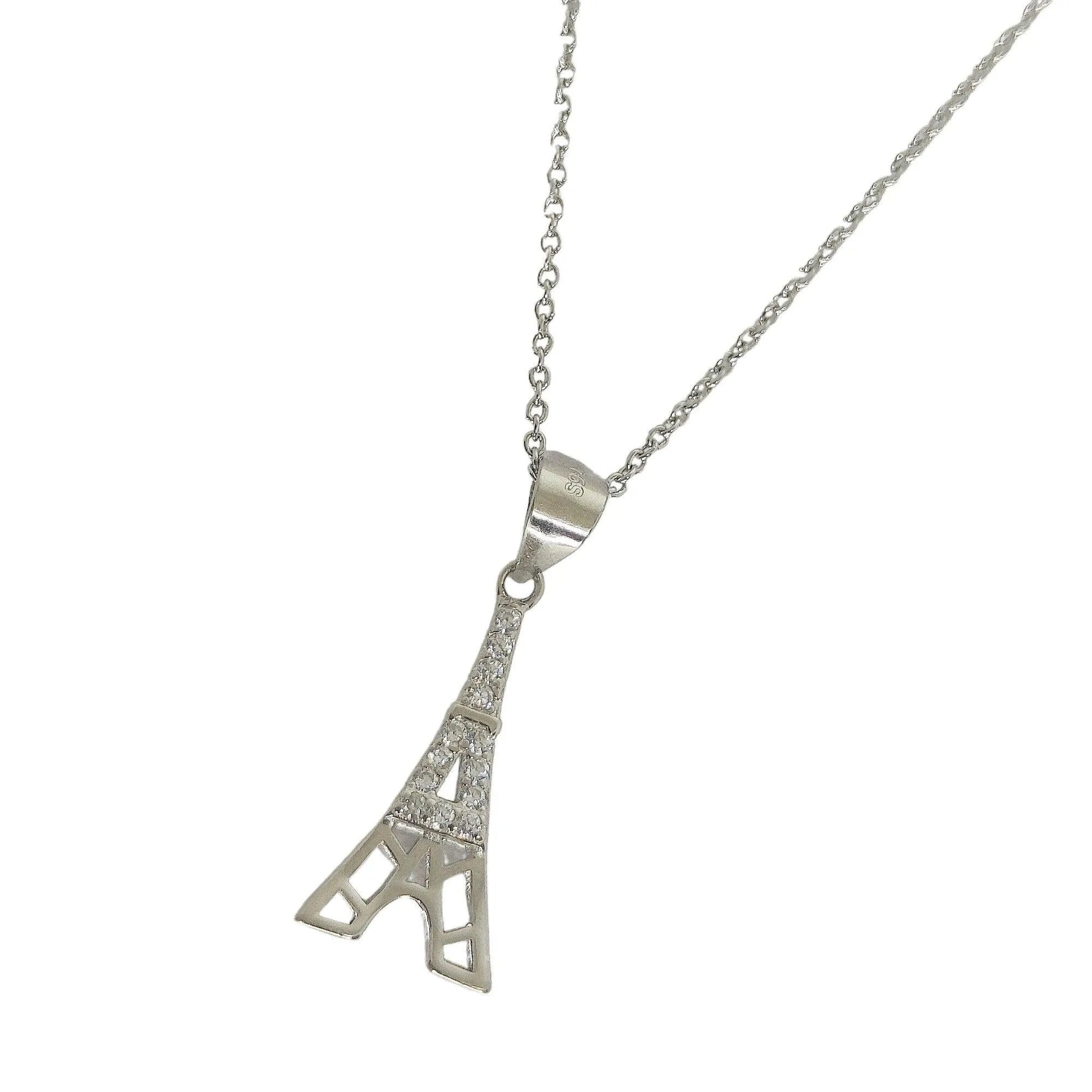 Eiffel Tower Sterling Silver Pendent Set With Chain for Women - Rivansh