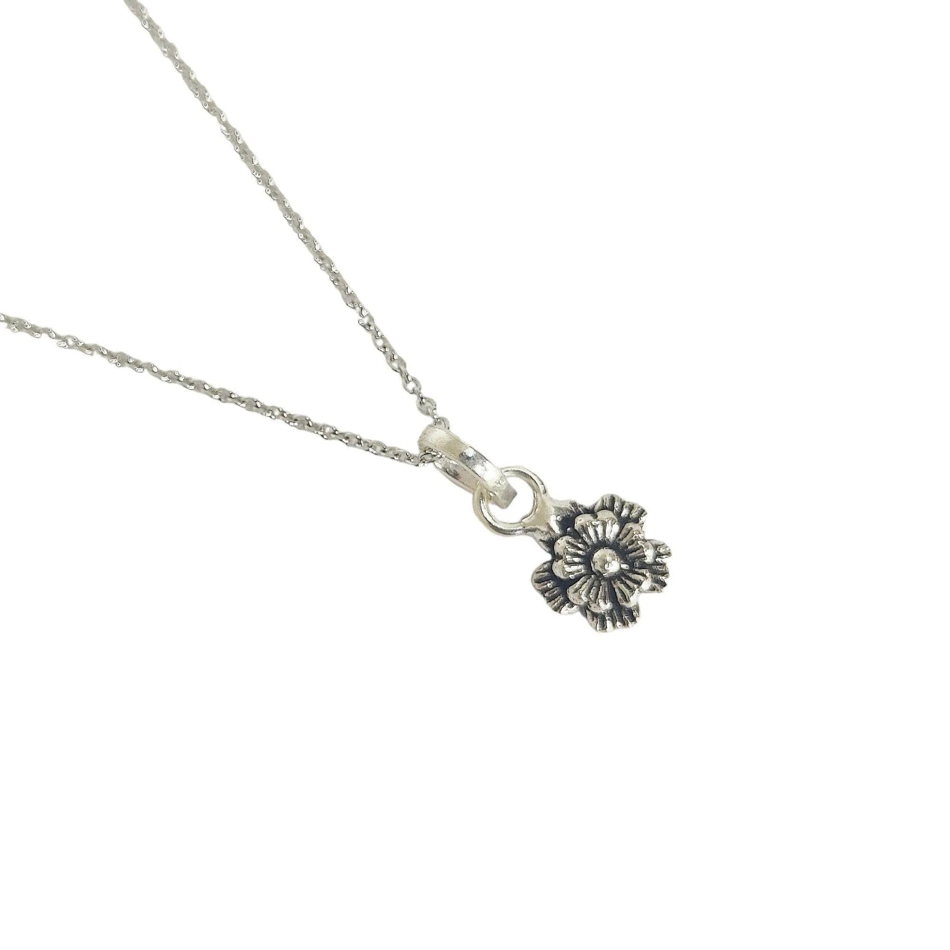 Five Petals Oxidized Sterling Silver Pendent Set With Chain For Women - Rivansh