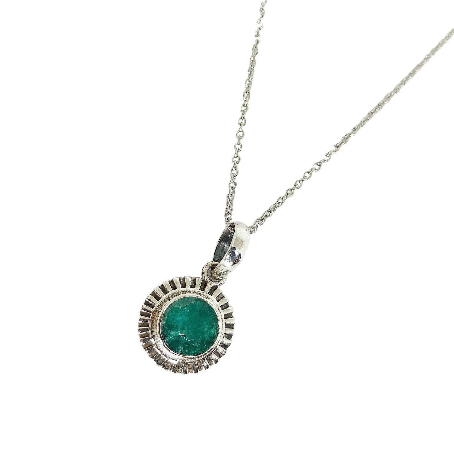 Green Stone Sunflower Pendent Sterling Silver Pendant Set with Chain for Women - Rivansh