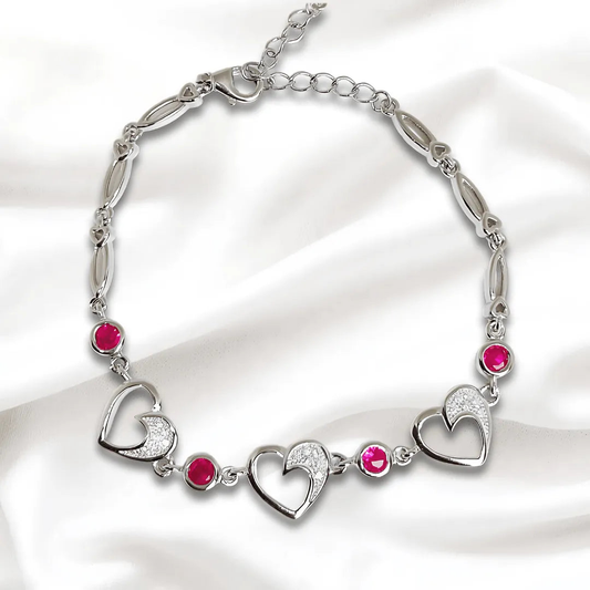 Heart Charm- Sterling Silver Bracelet