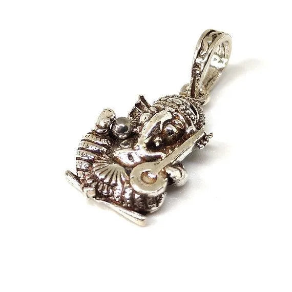 Lord Ganesh With Sitar Silver Pendent For Men/Women - Rivansh