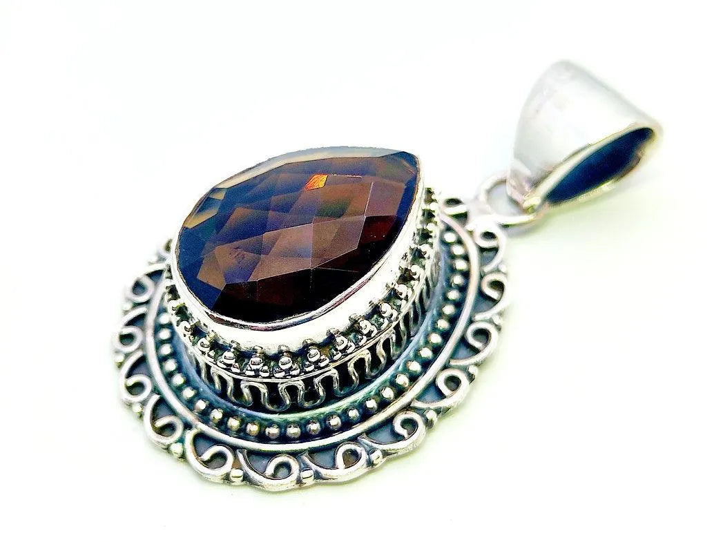 Maharani Silver Pendent for Women (Brown) - Rivansh