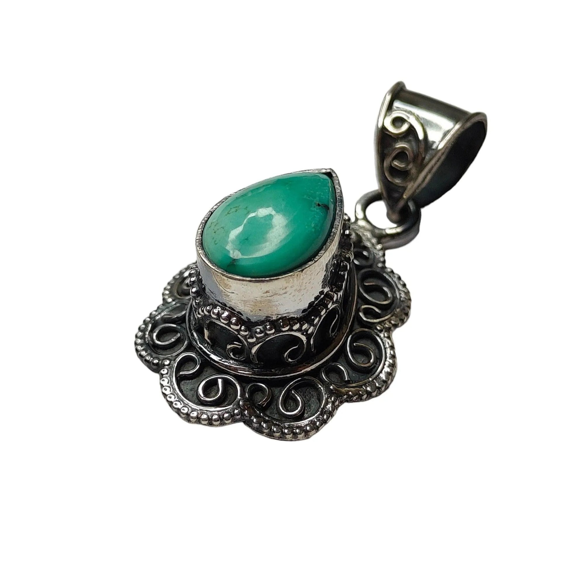 Maharani Sterling Silver Pendant Women (Sea green) | Rivansh Jewels | 925 Sterling Silver Jewelry Store | Rivansh.co | Luxury Sterling Silver Jewellery Online