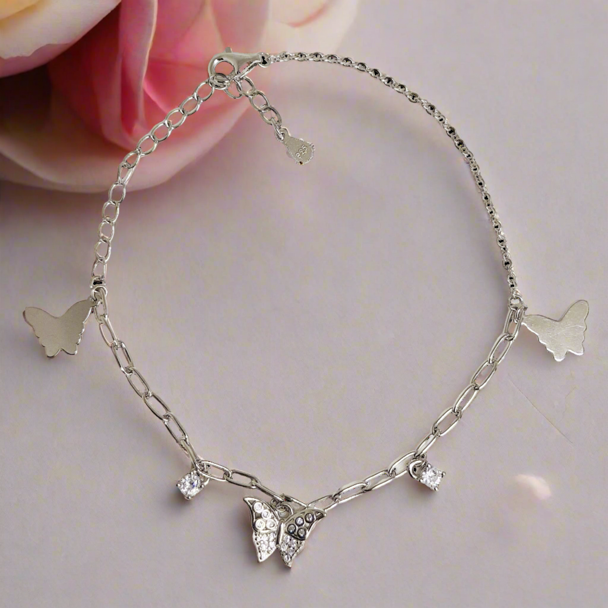 Butterfly Bracelet for Women,Anklet,925 silver,rivansh.co