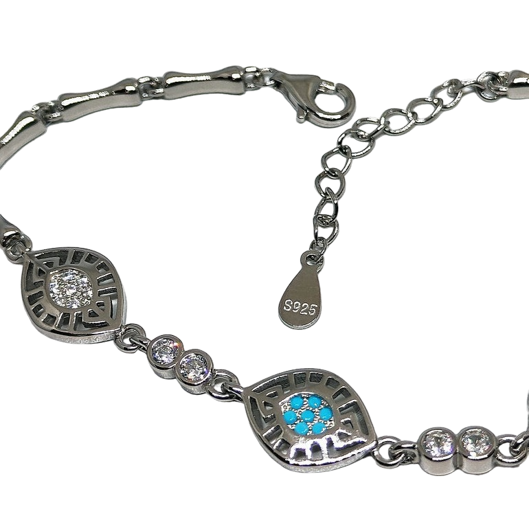 Blue Eye Bracelet - Silver Bracelet for Her - Rivansh