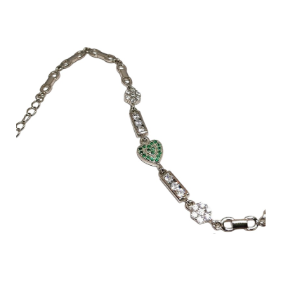 Green Heart Silver Bracelet for Her - Rivansh