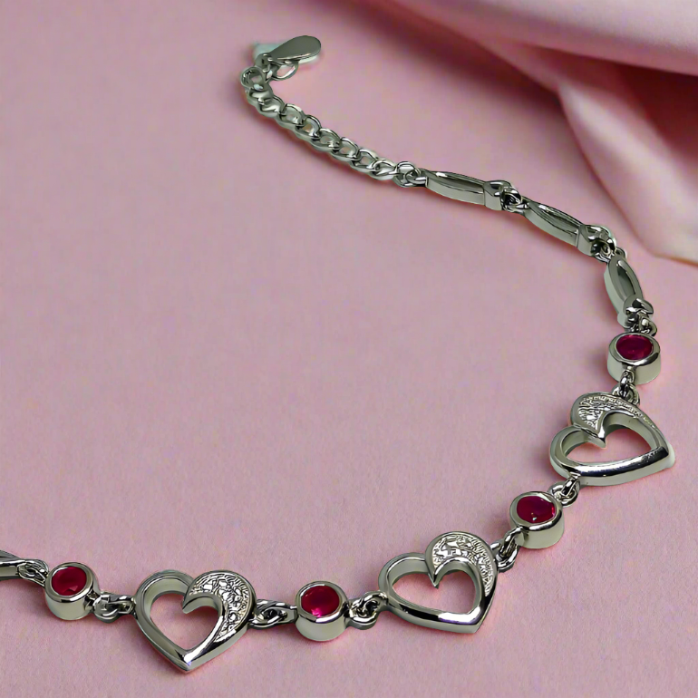 Heart Charm- Sterling Silver Bracelet