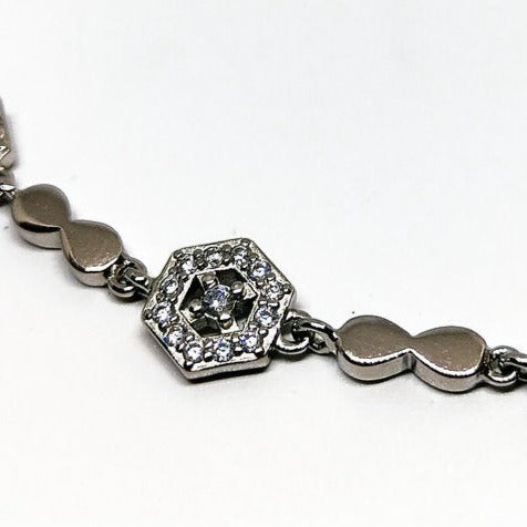 Hexagon Bracelet With engraved Diamonds Made in Sterling Silver - Rivansh