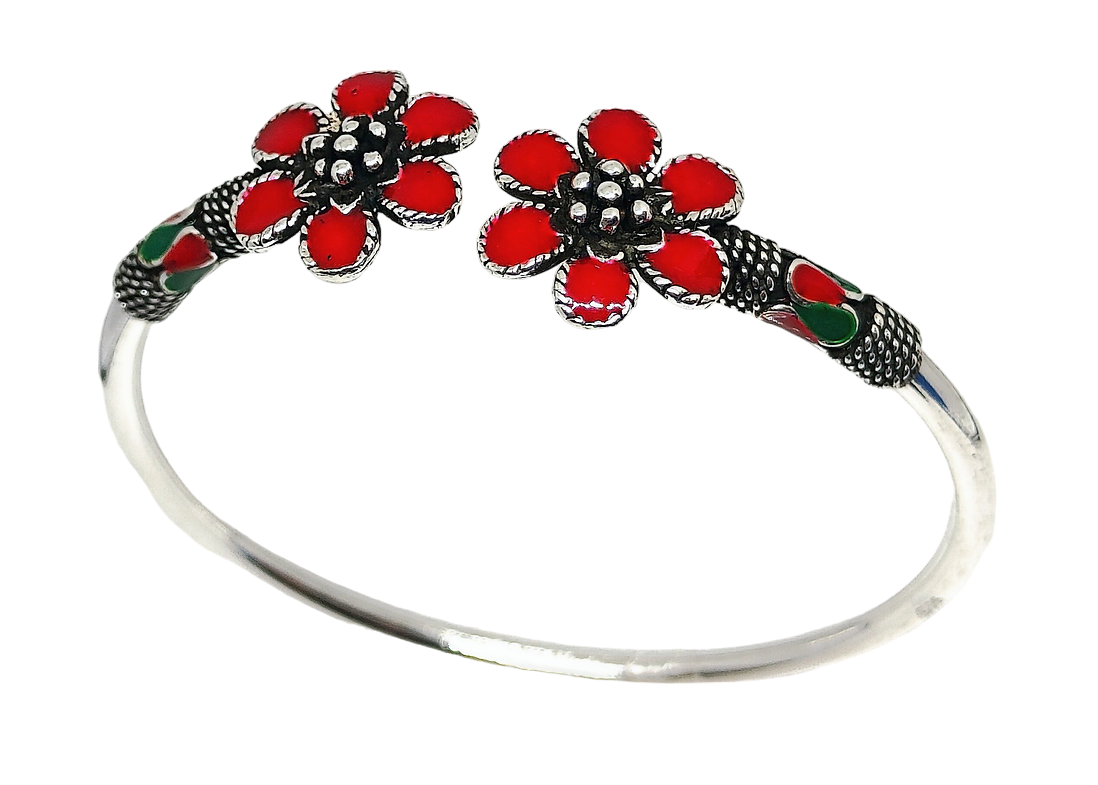 Red Flower Bracelet/92.5 - Rivansh