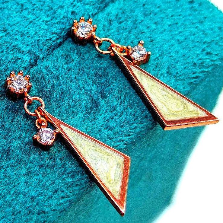 Asymmetrical Rose Gold & Zircon Silver Earrings,Earrings,925 silver,rivansh.co