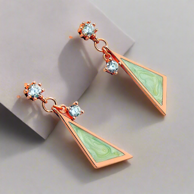 Asymmetrical Rose Gold & Zircon Silver Earrings,Earrings,925 silver,rivansh.co