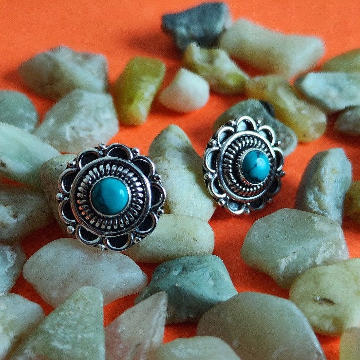 Blue stone mandala earrings for Women,Earrings,925 silver,rivansh.co