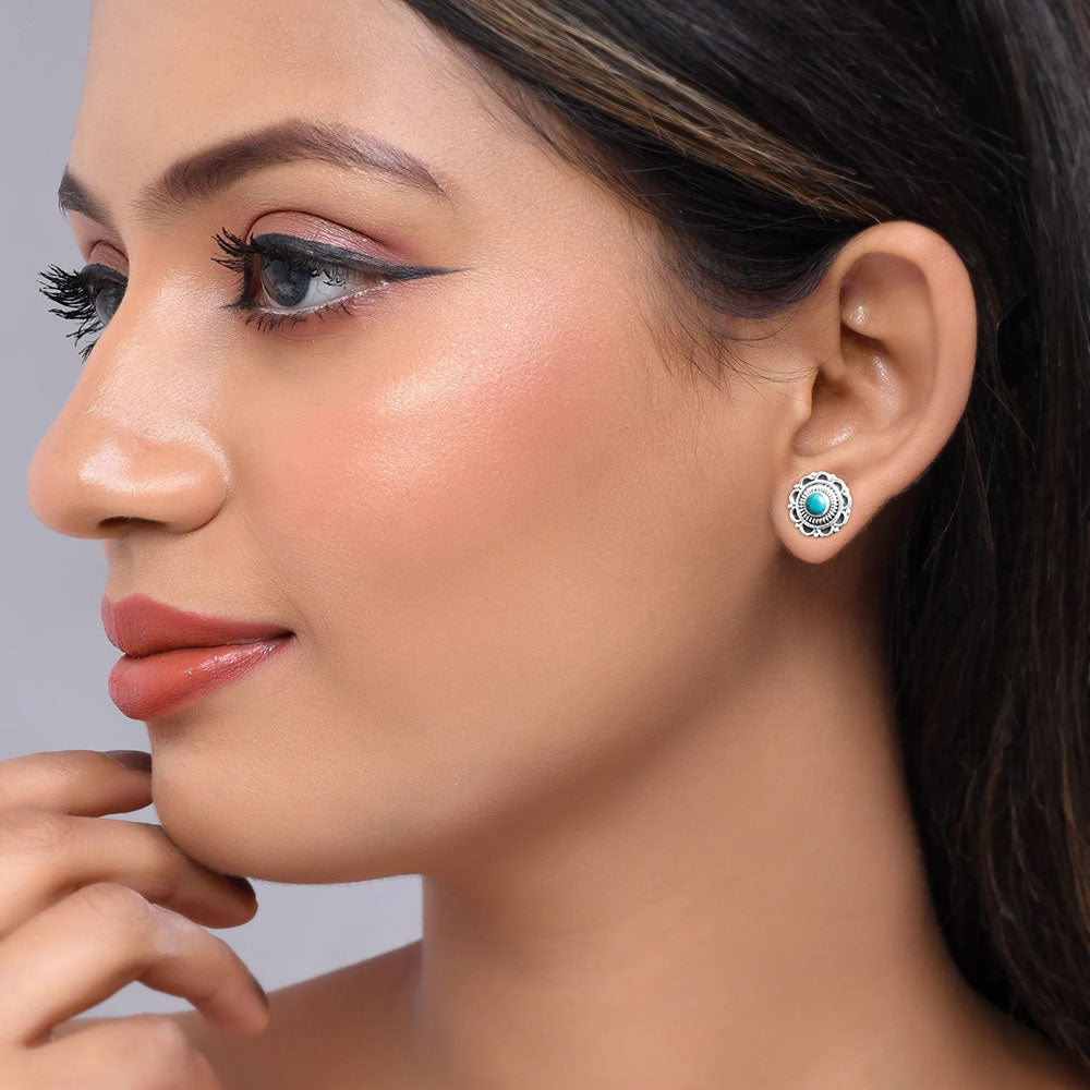 Blue stone mandala earrings for Women - Rivansh