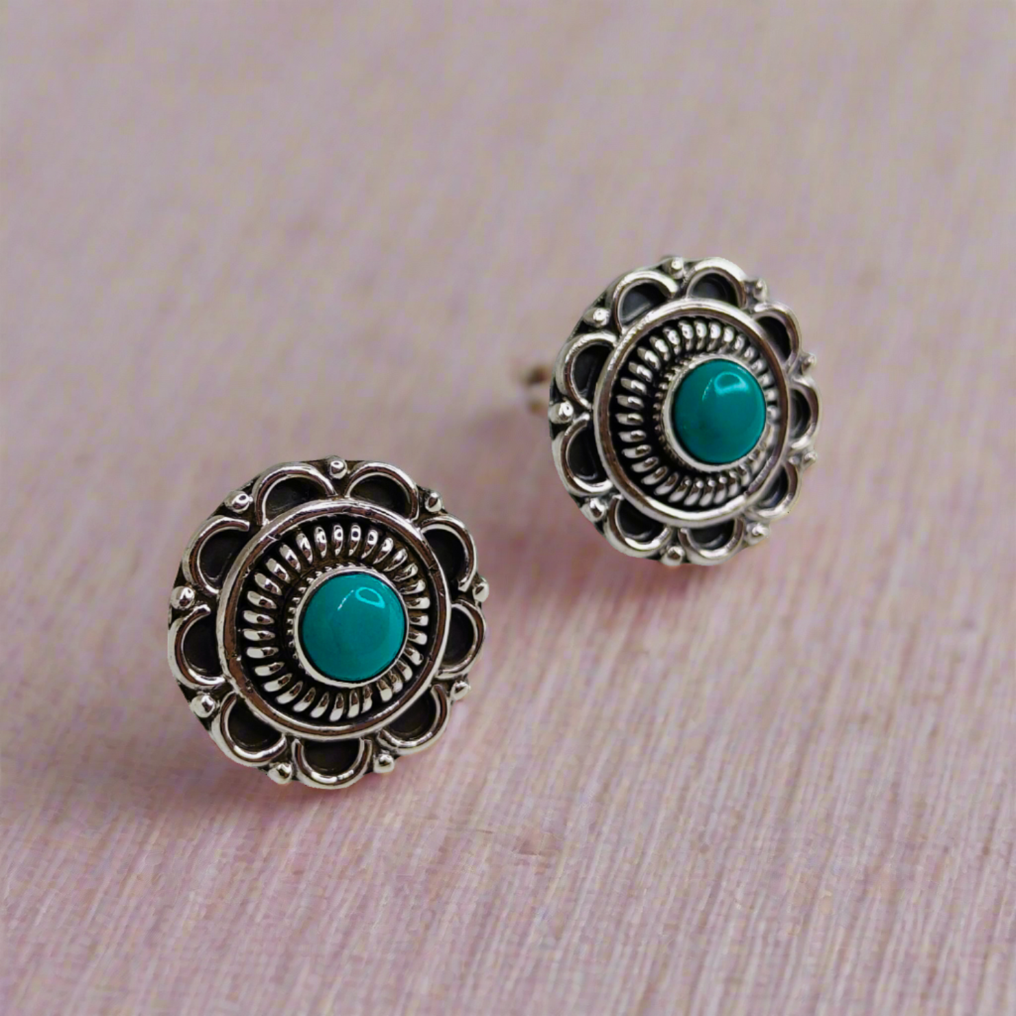 Blue stone mandala earrings for Women,Earrings,925 silver,rivansh.co