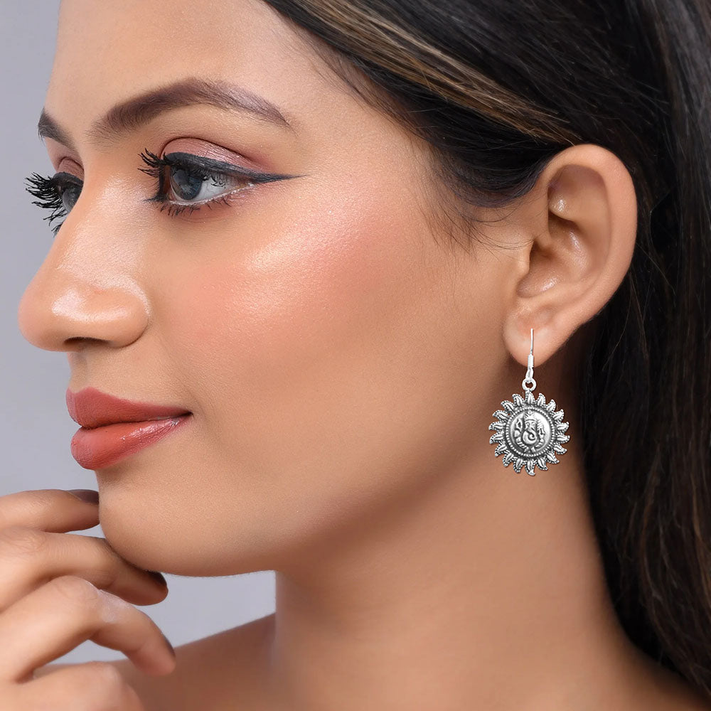 Traditional Lord Ganesh Silver Earrings for Women - Rivansh
