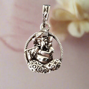 Lord Ganesh Playing Fluid Silver Pendent For Men/Women - Rivansh