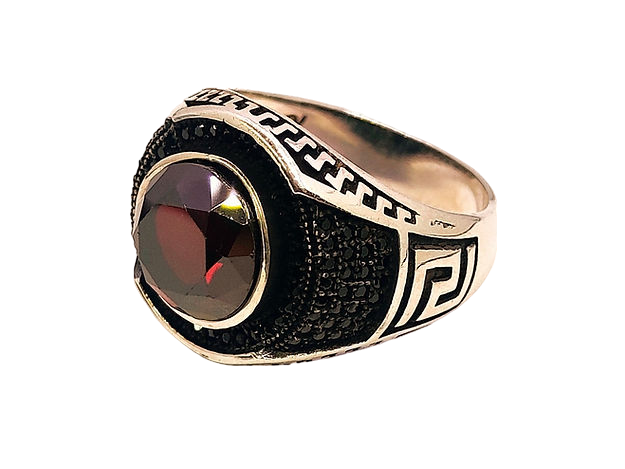 Red Stone Ring for Men (92.5 Silver) - Rivansh