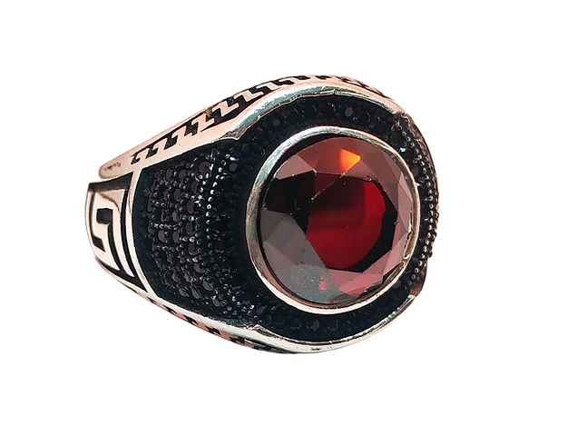 Red Stone Ring for Men (92.5 Silver) - Rivansh