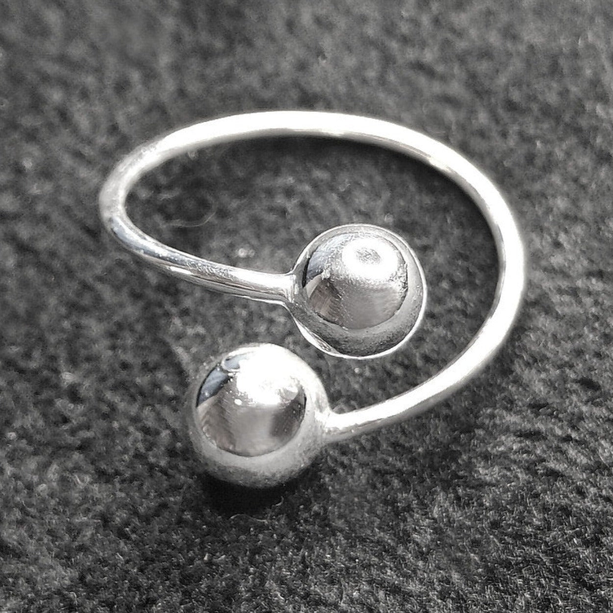 Double Spherical Silver Ring for Women - Rivansh